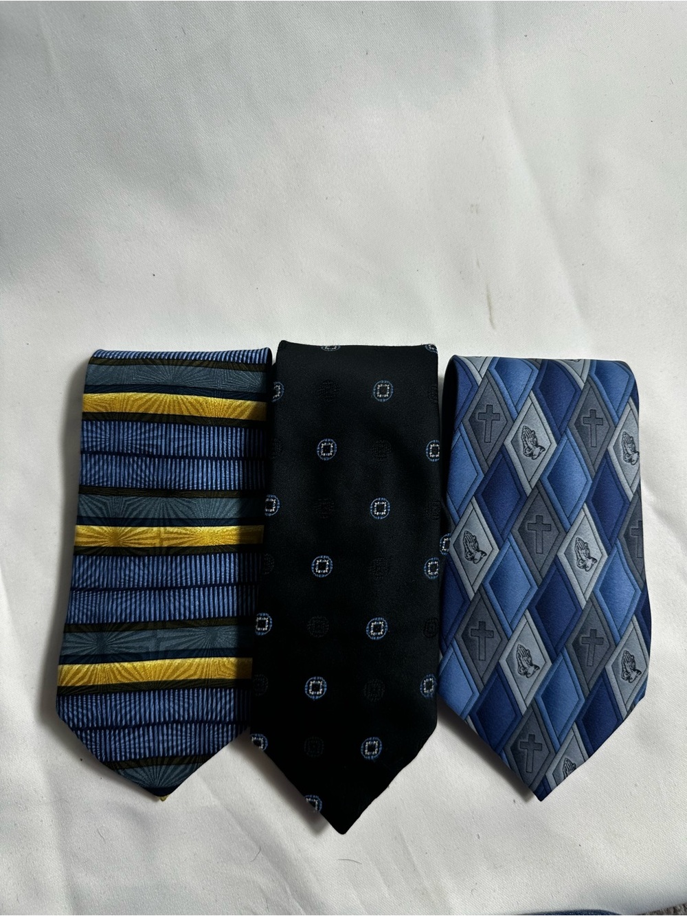 A56. Set of 3 Men's Blue and Black Patterned Neckties - Set of Three